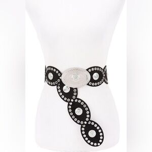 Plus Size Brown Leather w/ Gold Accents Concho Statement Belt